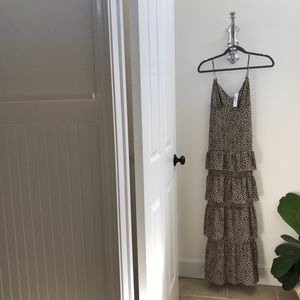 NWT J.Crew Leopard Print Ruffled Maxi Dress 6